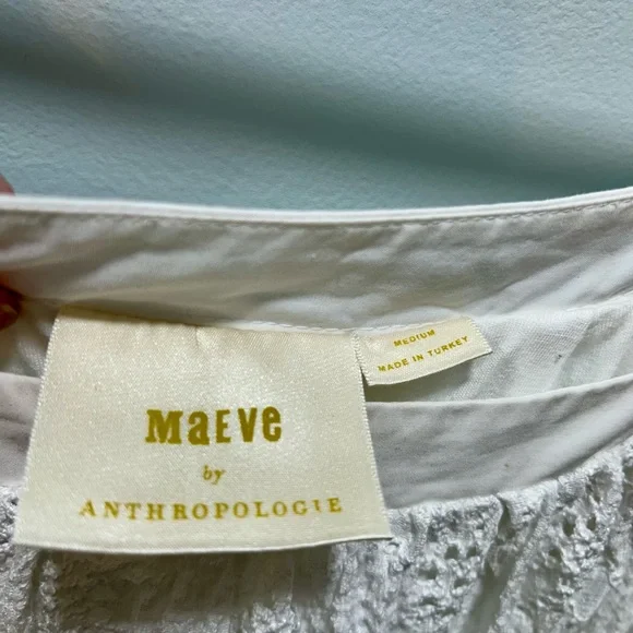 Anthropologie Maeve White Puff Sleeve Sundress. Size Medium - Picture 2 of 6